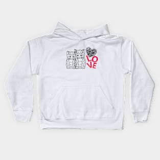 Cute Cat Love Design for Valentine's Day Kids Hoodie